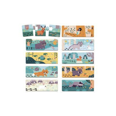Lot de 10 puzzles en bois animaux les empreintes WWF JANOD