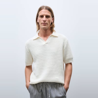 Pull sans manches col polo en maille fantaisie MONOPRIX