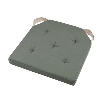 Lot De 4 Galettes De Chaise Duo Velcro 38x38 Vert Lin DECORATIE