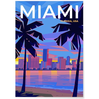 Affiche ville Miami 2 L'AFFICHERIE
