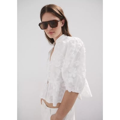 Blouse brodée manches bouffantes MANGO