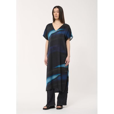 Robe mi-longue bleu marine à imprimé tye & dye HUMILITY