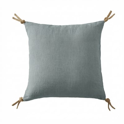 Coussin carré déhoussable 45x45 cm Lin Rosalie Azur EDEN