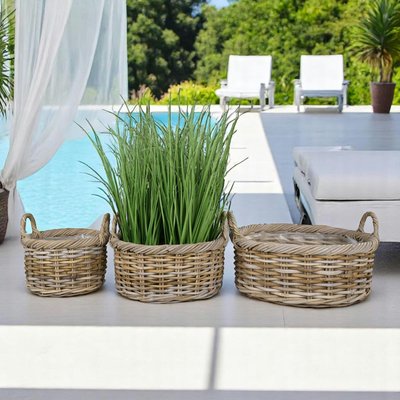 Cache-pot bas en rotin (lot de 2) PIER IMPORT