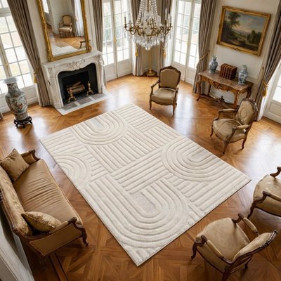 Tapis salon au motif géométrique en relief, moderne et élégant, NOOR UN AMOUR DE TAPIS