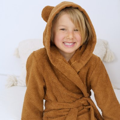 Peignoir capuche coton bio caramel OURSON LITTLE CREVETTE