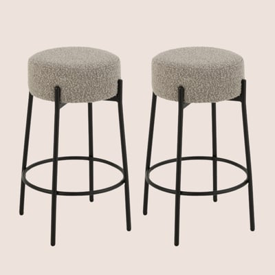 Tabourets de bar en métal noir et bouclette (lot de 2) - GERDA HELLIN, DEPUIS 1862