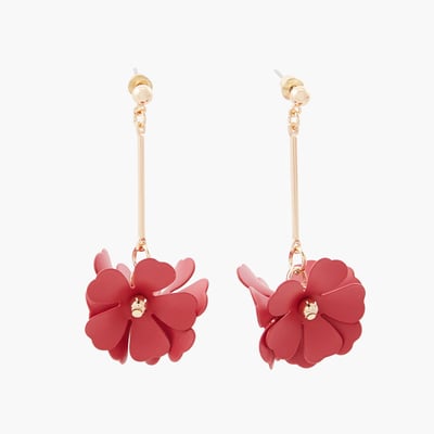 Longues boucles d'oreilles à fleurs rouges BALABOOSTE
