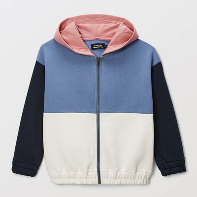 Sweat tricolore à capuche avec zip en coton BIO GOTS MONOPRIX