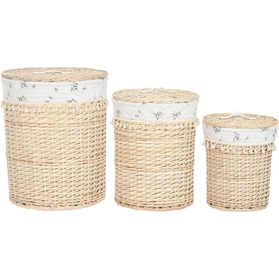 Panier à linge en osier coton naturel style shabby élégant RECOLLECTION