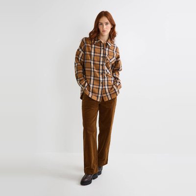 Chemise manches longues à carreaux en coton MONOPRIX