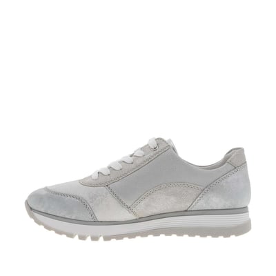 Baskets running en cuir argenté à talon plat avec des lacets et un zip latéral RIEKER