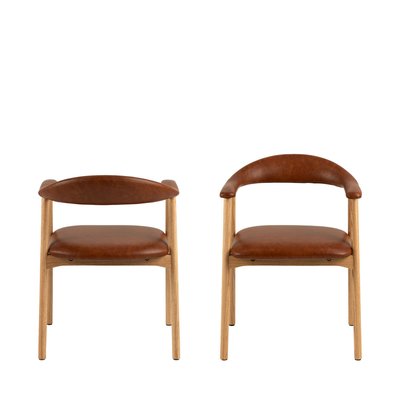 Lot de 2 fauteuils de table en simili et bois - Anabate DRAWER