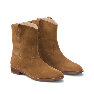 Botas com tacão raso, em pele camurça LA REDOUTE COLLECTIONS