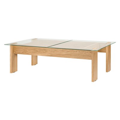 Table basse en placage de chêne et plateau en verre trempé NAIKO NOO.MA