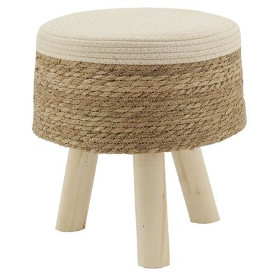 Tabouret en jonc, coton et bois naturel AUBRY GASPARD