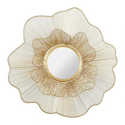 Miroir Fleur Métal Doré D70 DECORATIE