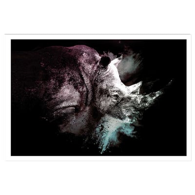 Affiche wild explosion rhinoceros HEXOA