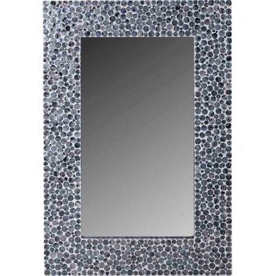 Miroir rectangulaire bois  finition nacre grise et RECOLLECTION