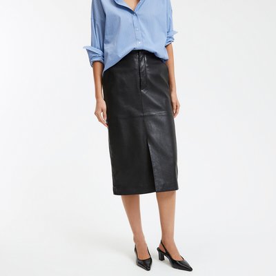 Jupe crayon cuir taille haute outlet
