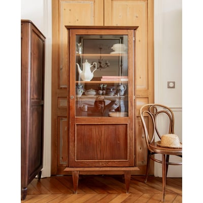 Bibliothèque vitrine en bois brut Madeleine N°758 - Bon état DEBONGOUT