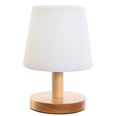 Lampe à poser LED dimmable bois et blanc 14.5x14.5x22cm WADIGA