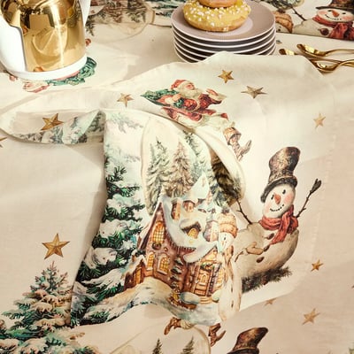 Serviette lin & coton lavé BONHOMMES DE NEIGE GARNIER THIEBAUT