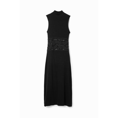 Desigual - Robe midi tissu côtelé crochet DESIGUAL