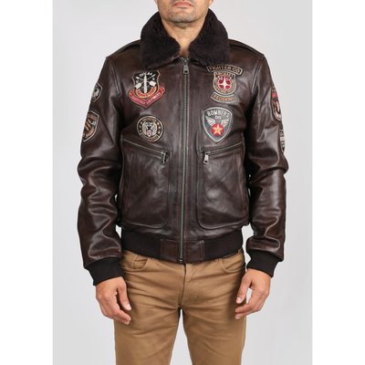 Blouson col chemise zippé en cuir AVIA ARGUS REDSKINS