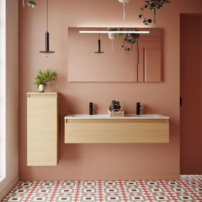 Ensemble double vasque 1 tiroir + miroir - HUDSON HOMIFAB