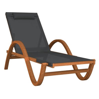 Chaise longue extérieure en bois massif avec coussin HOME MAISON