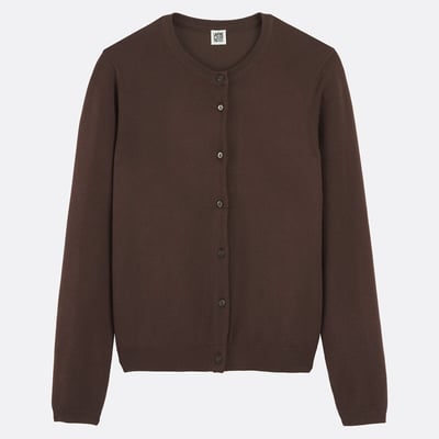 Cardigan boutonné, col rond, en fine maille LA REDOUTE COLLECTIONS