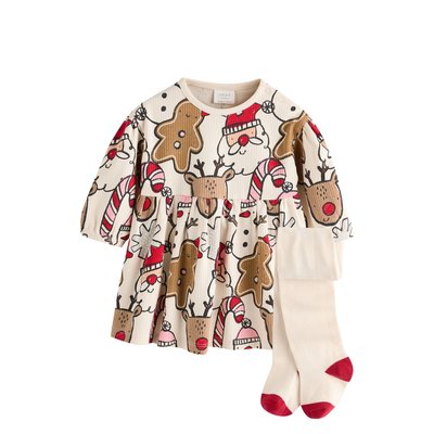 Robe en jersey de noël et collants bébé NEXT