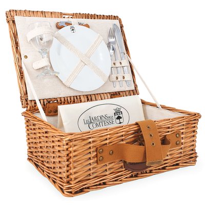 Panier pique-nique en osier Solo tissu 1 pers LES JARDINS DE LA COMTESSE