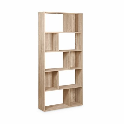 Etagère bibliothèque décor bois 5 étagères 10 compartiments PIETER SWEEEK