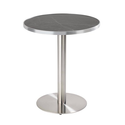 Table à manger ronde 60 cm en contreplaqué avec revêtement stratifié et bords en aluminium, MONTMARTRE OVIALA