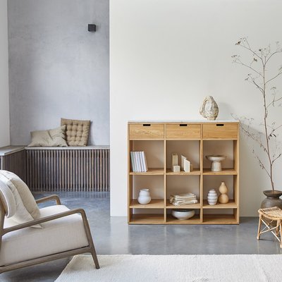 Console en chêne massif et terrazzo premium White MIHO TIKAMOON