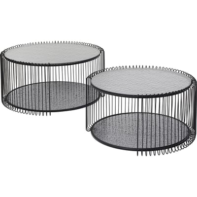 Lot de 2 tables basses double plateau, WIRE KARE DESIGN