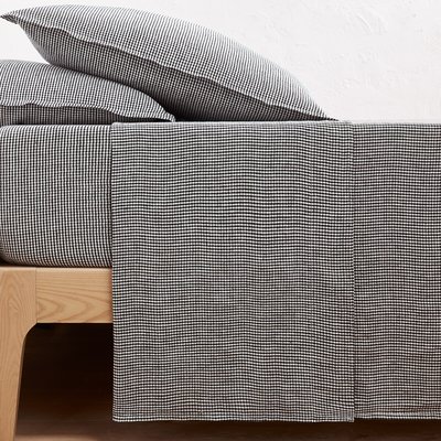 Plat laken in gewassen linnen, Linot Carreaux LA REDOUTE INTERIEURS