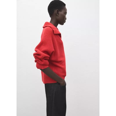 Pull-over maille côtelée col polo MANGO