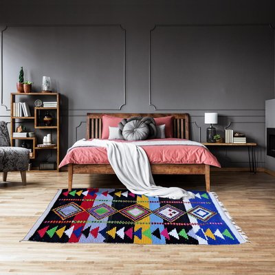 Authentique tapis berbère fait à la main en coton BOUCHAROUETTE AG UN AMOUR DE TAPIS