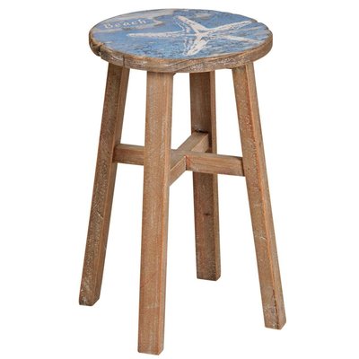 Tabouret en pin assise décor mer AUBRY GASPARD