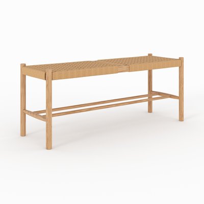 Banc 2 places en bois de chêne massif avec tressage - KEPLER RENDEZ-VOUS DÉCO
