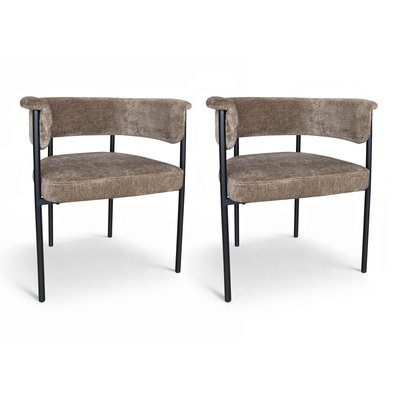 Lot de 2 fauteuils de table pied métal et tissu, COLETTE NOW'S HOME