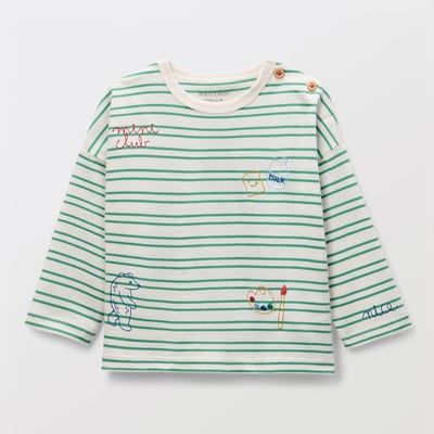 T-shirt manches longues rayé et imprimé en coton BIO GOTS BOUT'CHOU