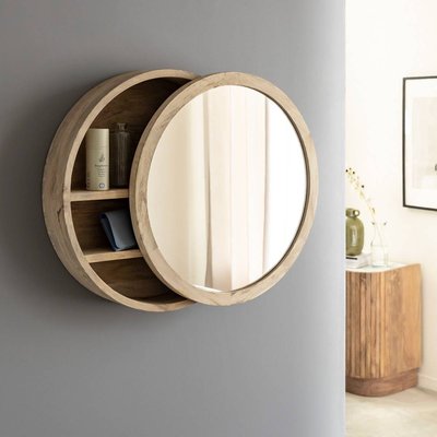 Miroir avec étagères en bois de manguier clair  JULIET MADE IN MEUBLES 