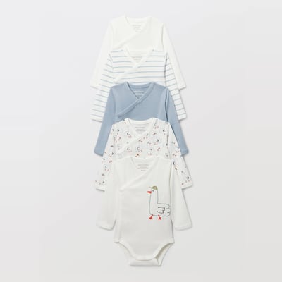 Lot de 5 bodies manches longues imprimé en coton BIO GOTS BOUT'CHOU