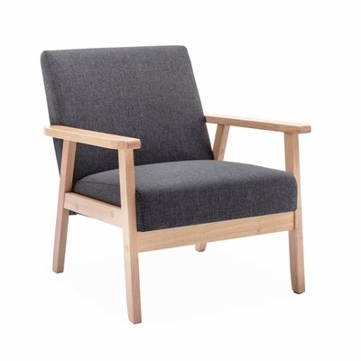 Fauteuil scandinave bois de peuplier, d'hévéa et tissu ISAK SWEEEK