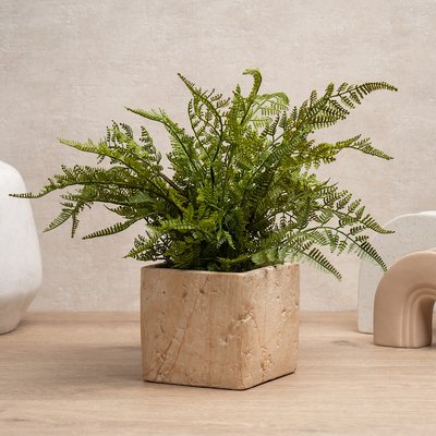 37cm Fern in Travertine Style Pot SO'HOME