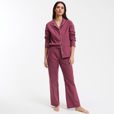 Пижама в горошек из ткани бумазея LA REDOUTE COLLECTIONS